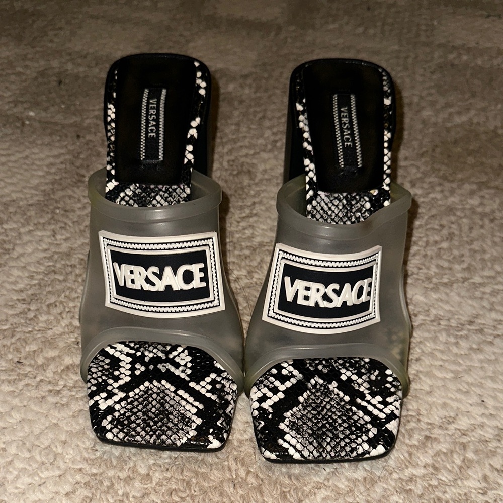 Black and Gray faux Snakeskin Heels